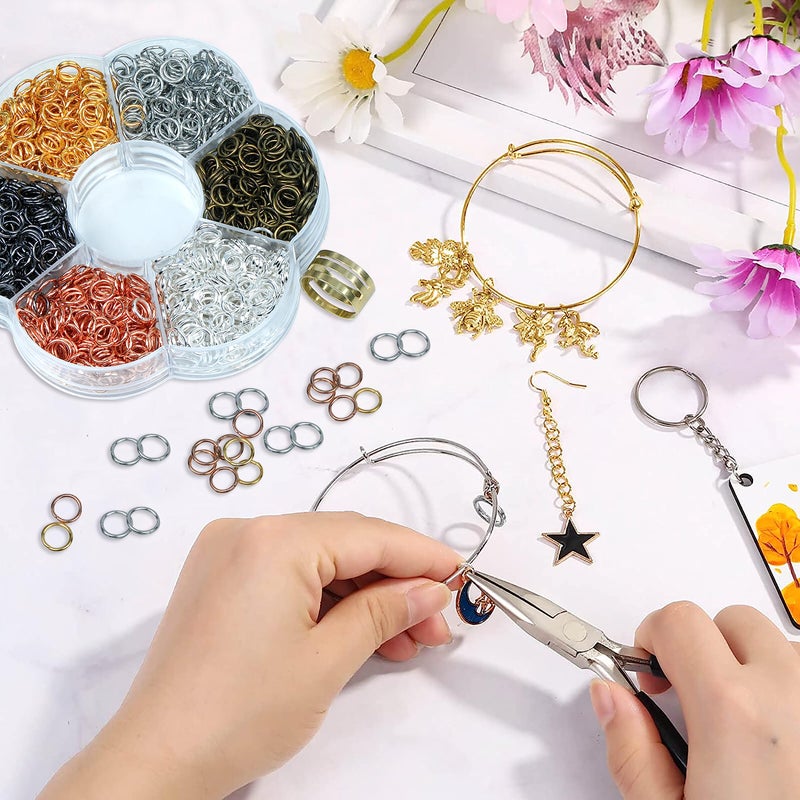 YAKA 12000Pcs 3mm1Box 6 Colors Open Jump Ring,Ring Jewelry Keychain for Jewelry Making Accessories,1Pcc Jump Ring Open/Close Tool and 1Pcs Clear Box (0.11"/3mm) - Image 4